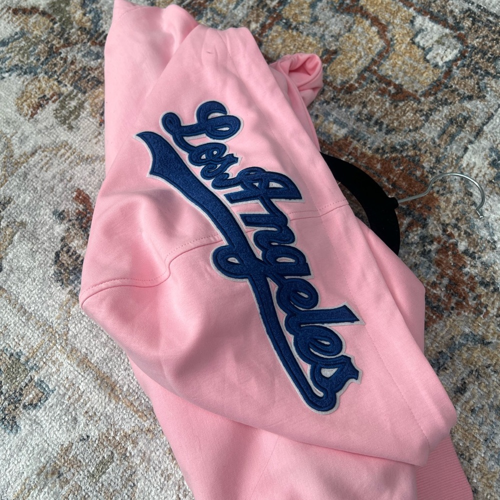 Pink Women's Los Angeles Dodgers zip up hoodie with Blue Logo - Picture 8 of 9
